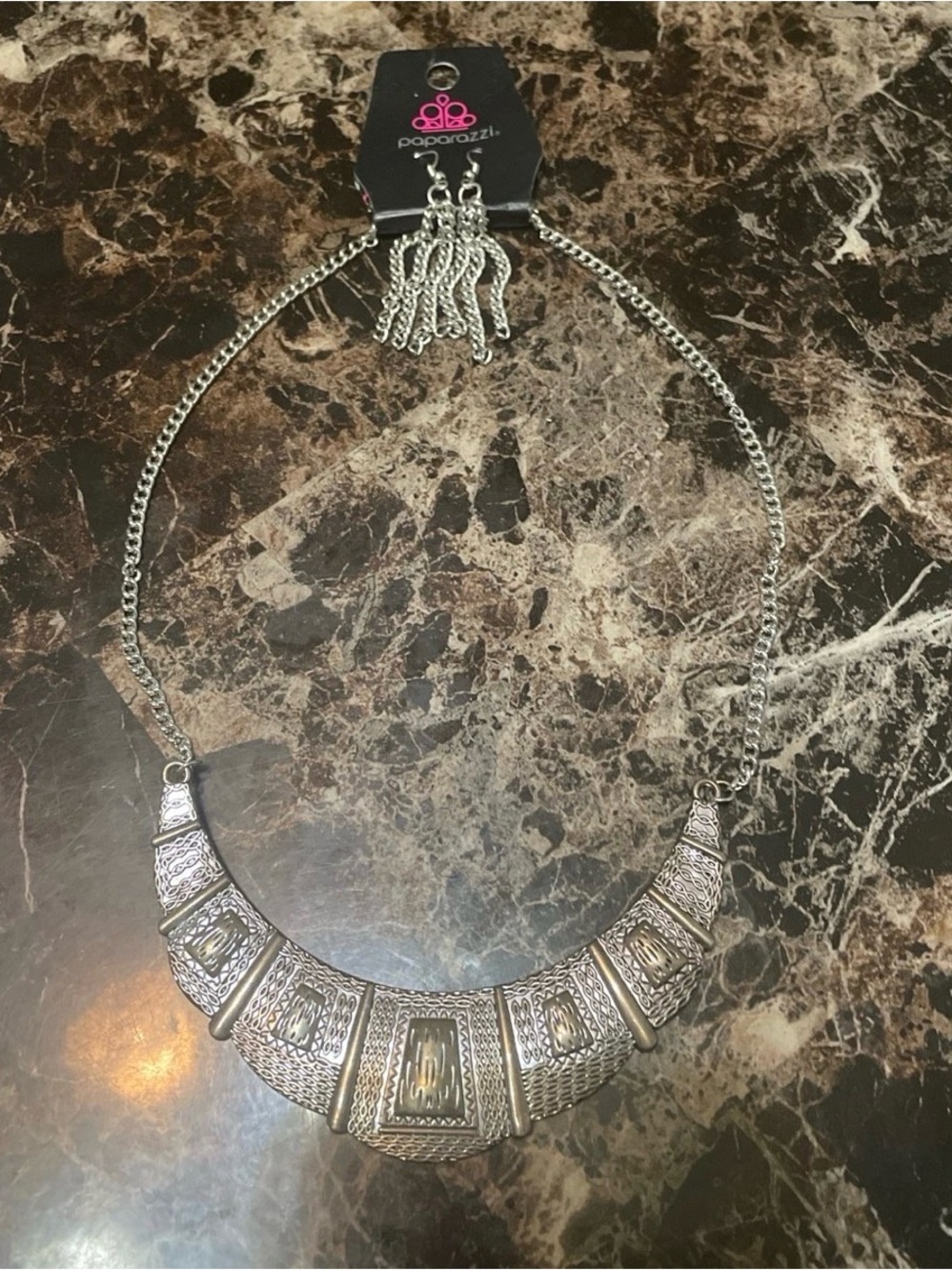 Paparazzi Antique Silver Textured Collar Necklace